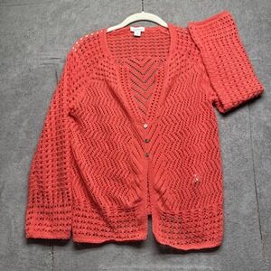 Sundance Orange Crochet Cardigan Sweater Women's Small‎ Boho Cottagecore Layer